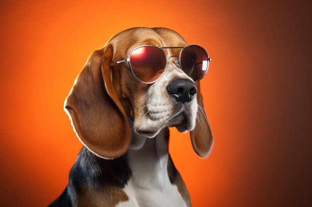 A dog wearing sunglasses and a pair of sunglasses