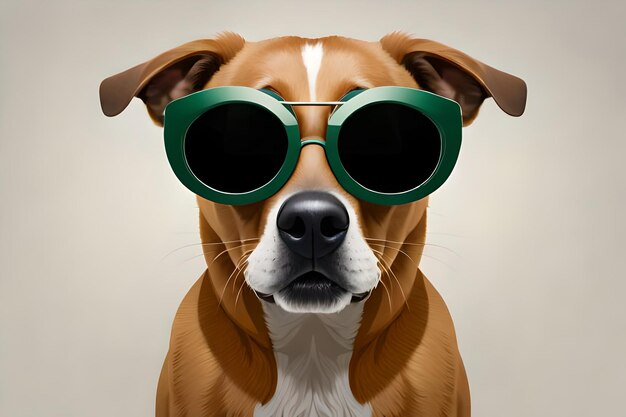 A dog wearing sunglasses that