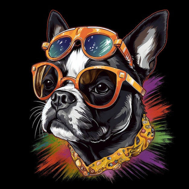 Photo a dog wearing sunglasses with the word dog on it