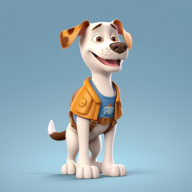 A dog wearing a vest that says'paw patrol'on it