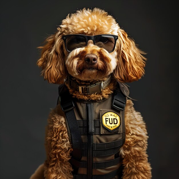 Photo a dog wearing a vest that says  tuk  on it