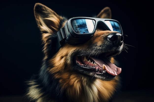 A dog wearing virtual reality glasses Generative Ai