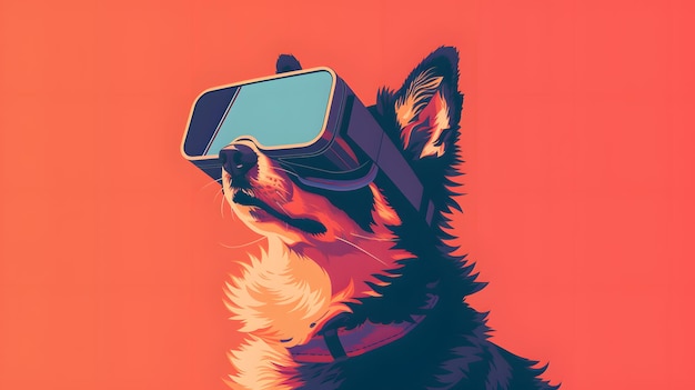 Dog Wearing Virtual Reality Headset