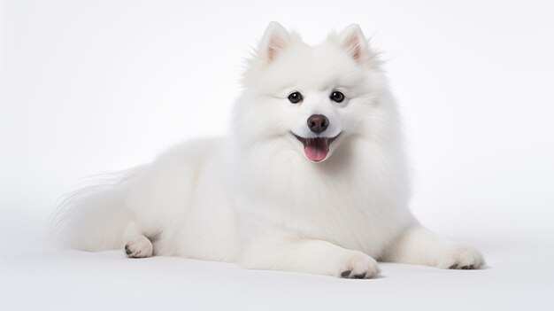 Photo the dog on white background or canis lupus familiaris