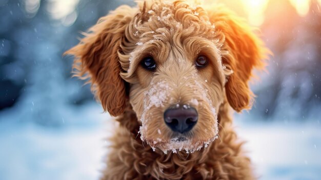 Photo dog on winter background