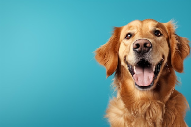 A dog with a big smile on its face is looking at the camera