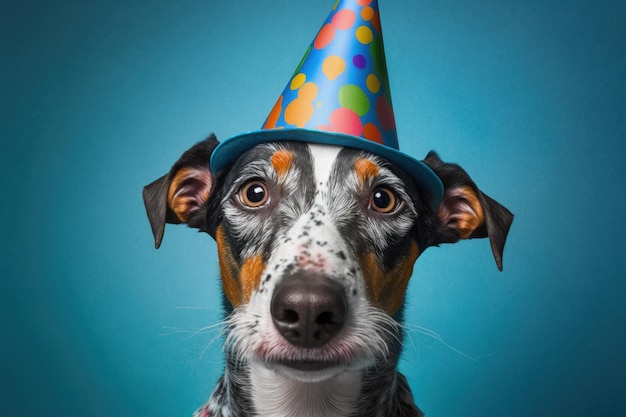 Dog with birthday hat puppy birthday ai