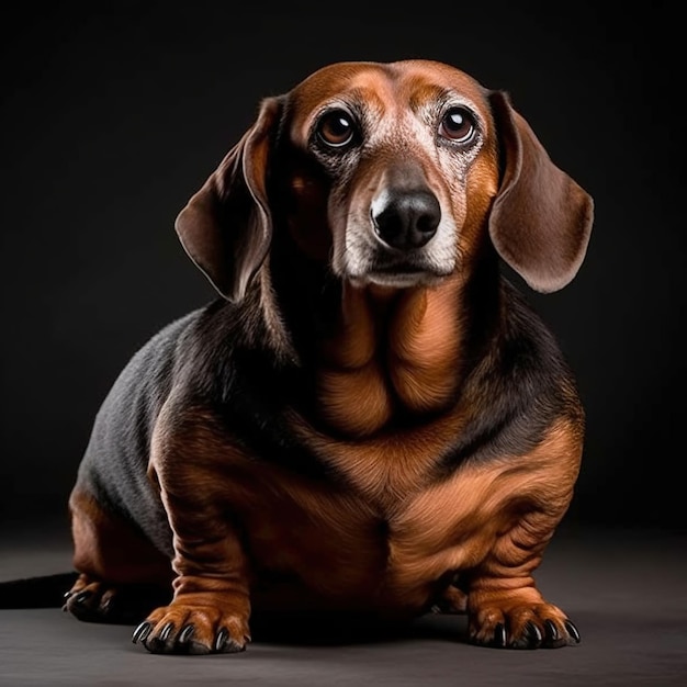 A dog with a black background and a black background that says " fat dog ".