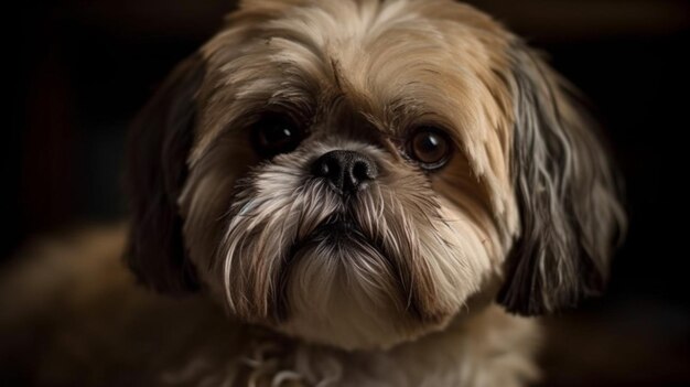 A dog with a black background