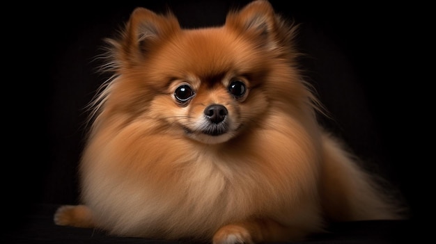 A dog with a black background