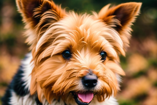 黒い首輪をした犬がカメラを見ています。