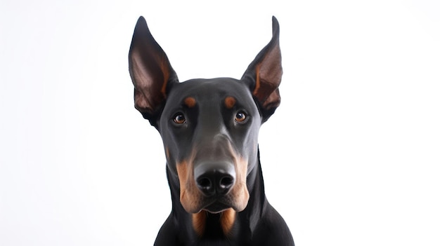 A dog with a black face and black ears is shown.