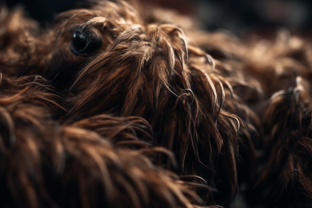 黒い鼻と黒い鼻を持つ犬がカメラを見ています。