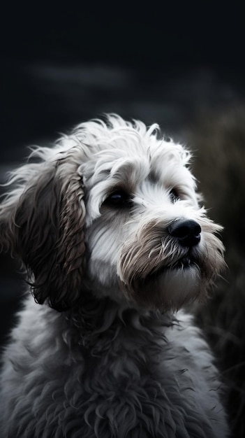 A dog with a black and white face