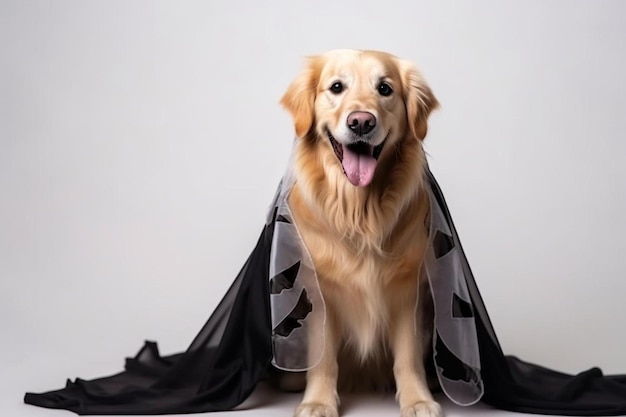 Photo a dog with a black and white scarf on its neck