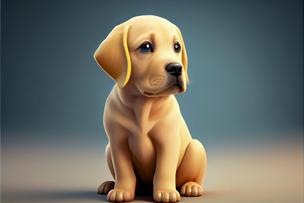 A dog with a blue eye sits on a gray background.