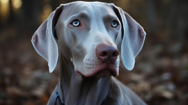 A dog with blue eyes and a brown body