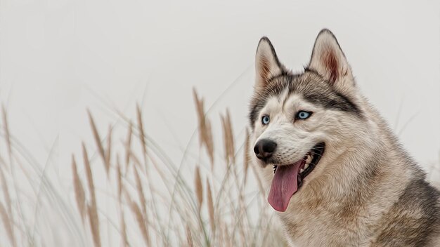 青い目と白い毛皮のパッチを持つ犬