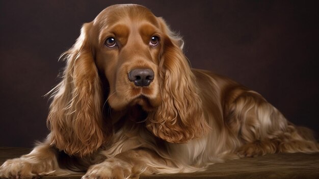 A dog with a brown background and a brown background