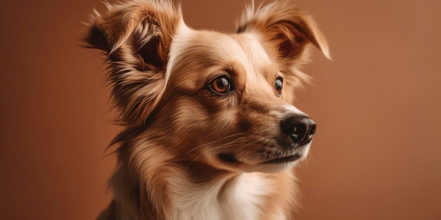 A dog with a brown background and a brown background