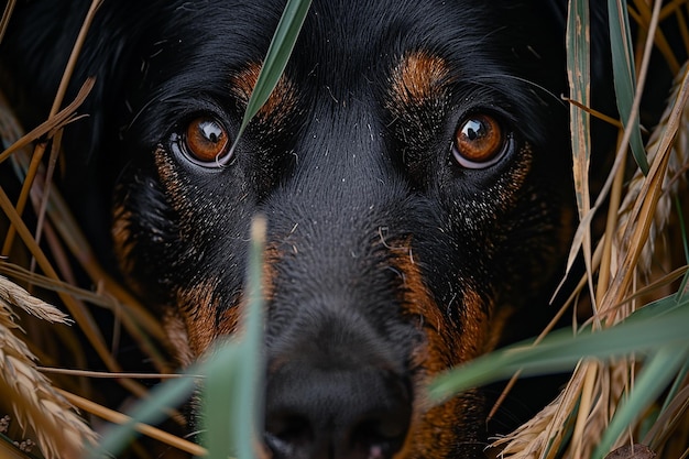 Photo a dog with brown eyes and a black nose is looking at the camera