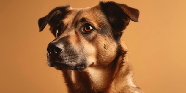 Foto un cane con la faccia marrone e le orecchie nere