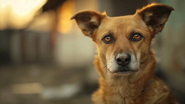 Photo a dog with a brown face and a black nose sits on a floor