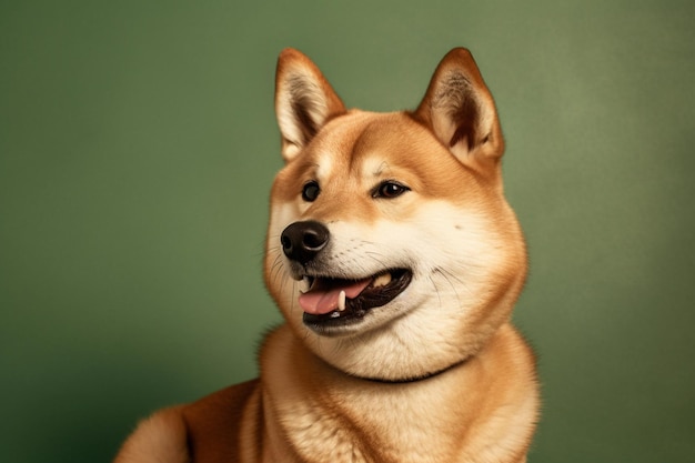 A dog with a brown shiba inu face