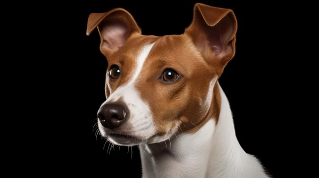 a dog with a brown and white face