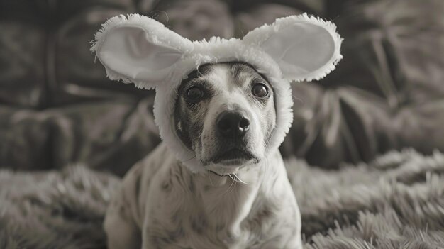 Photo dog with bunny ears