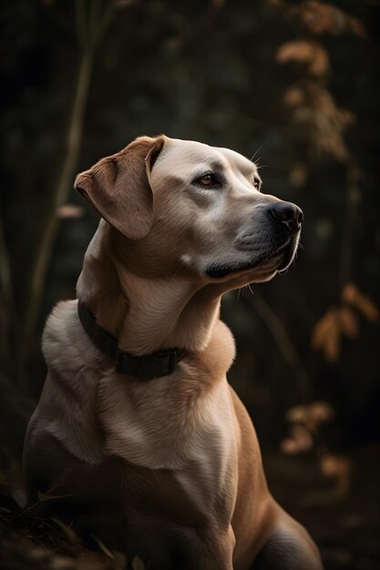 A dog with a collar that says'golden retriever'on it