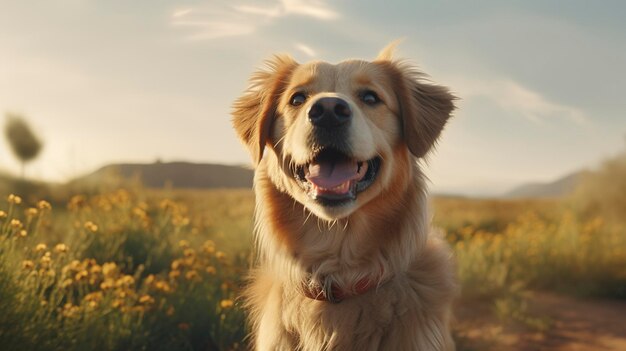 犬の名前が書かれた襟をつけた犬