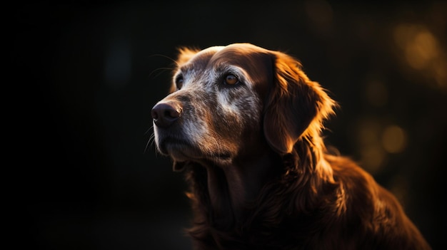 A dog with a dark background