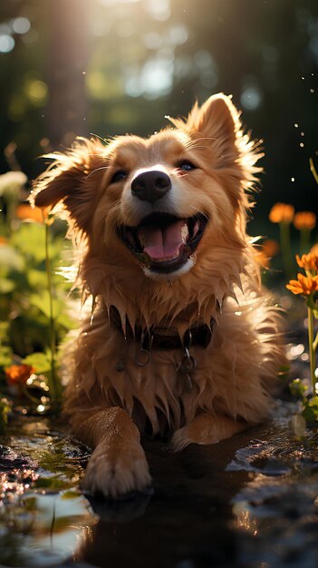 Dog with Elongated Tongue