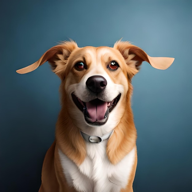Собака с висячими ушами и ошейником с надписью «Я люблю собак».