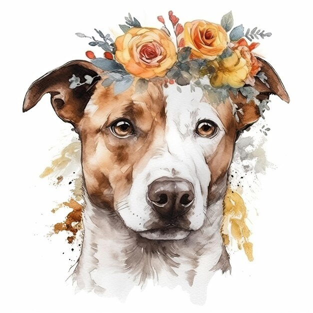 Dog with a flower crown