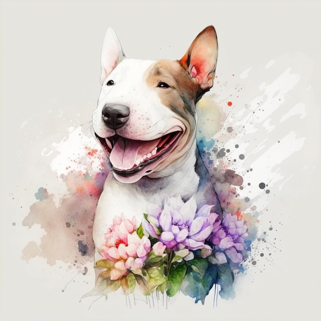 A dog with a flower in his mouth is titled " pit bull ".