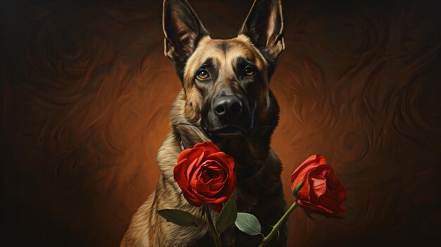 Dog with flower