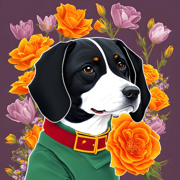 Foto cane con i fiori