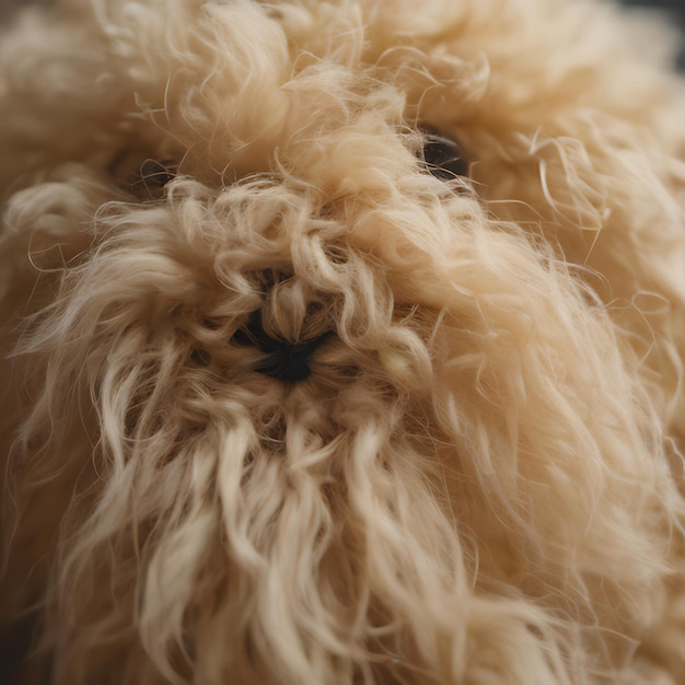 Photo a dog with a fluffy face and a black nose
