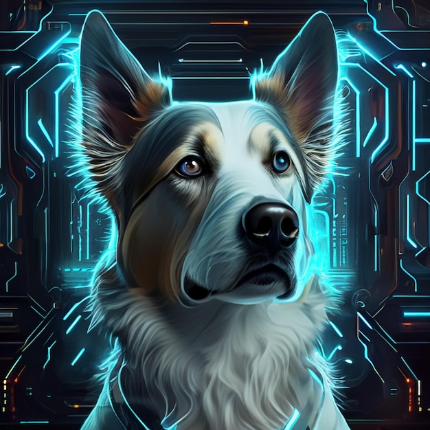 dog with futuristic background