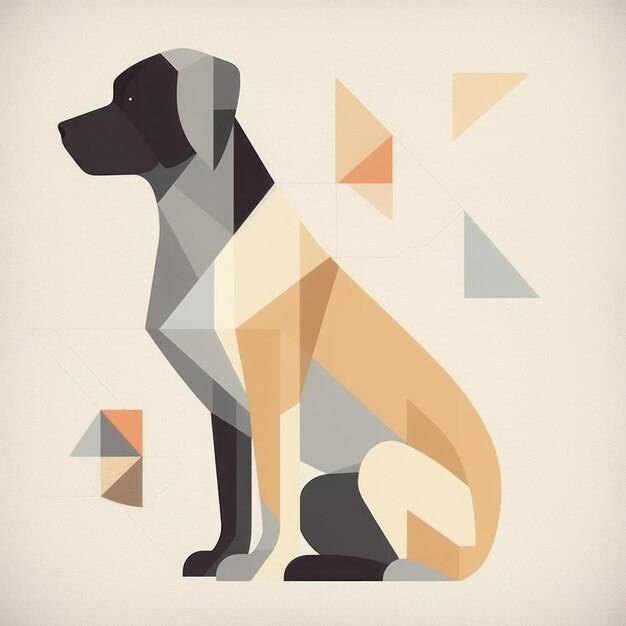 Photo a dog with a geometric pattern that is colored in orange, yellow, and black.