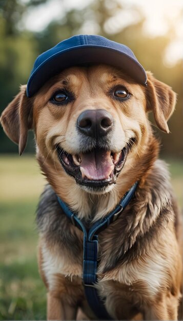 모자를 가진 개 모자 아내 모자 아내 개 Woof Woof