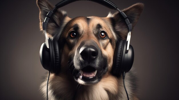 Dog with a headphone