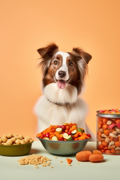 Dog with healthy dog food