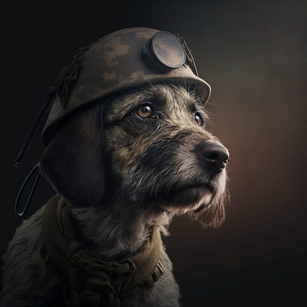 A dog with a helmet and goggles on it