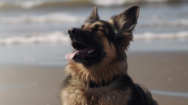 A dog with his tongue out