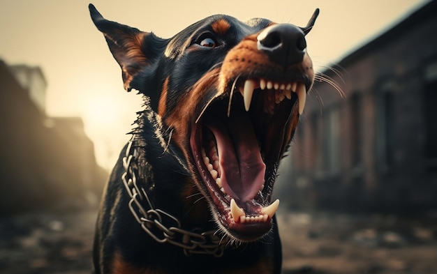 A dog with its mouth open in a closeup shot AI