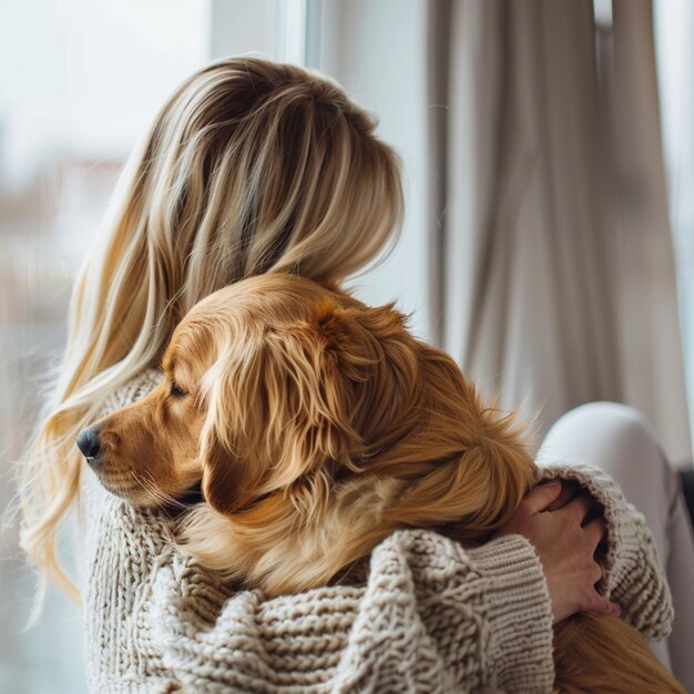 写真 飼い主と一緒にいる犬