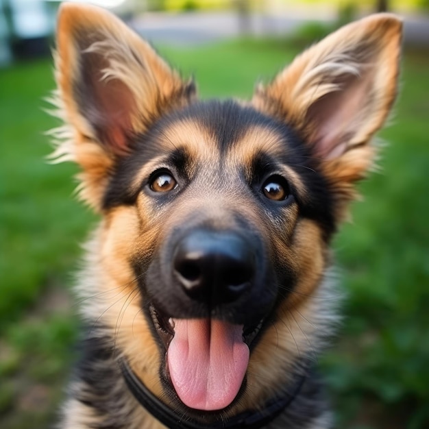 A dog with its tongue out